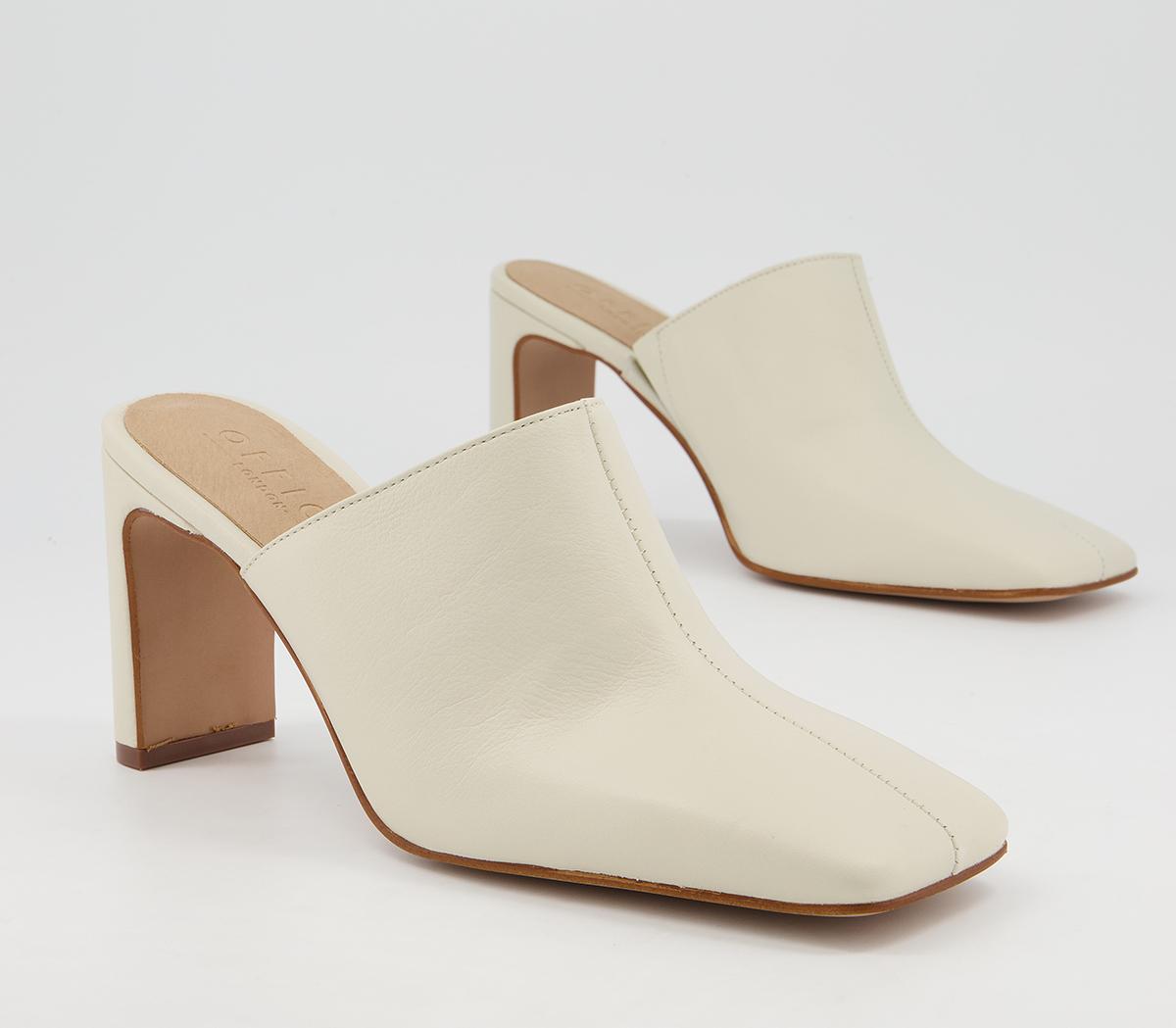 OFFICE Mail Mule Mid Heels Off White Leather - Mid Heels