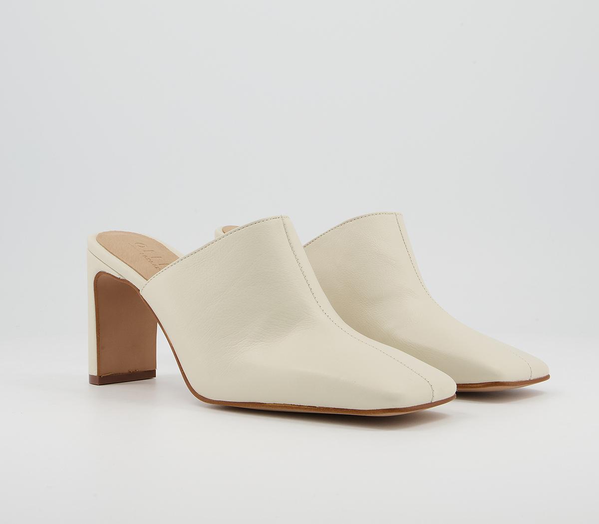 Office Mail Mule Mid Heels Off White Leather - Mid Heels