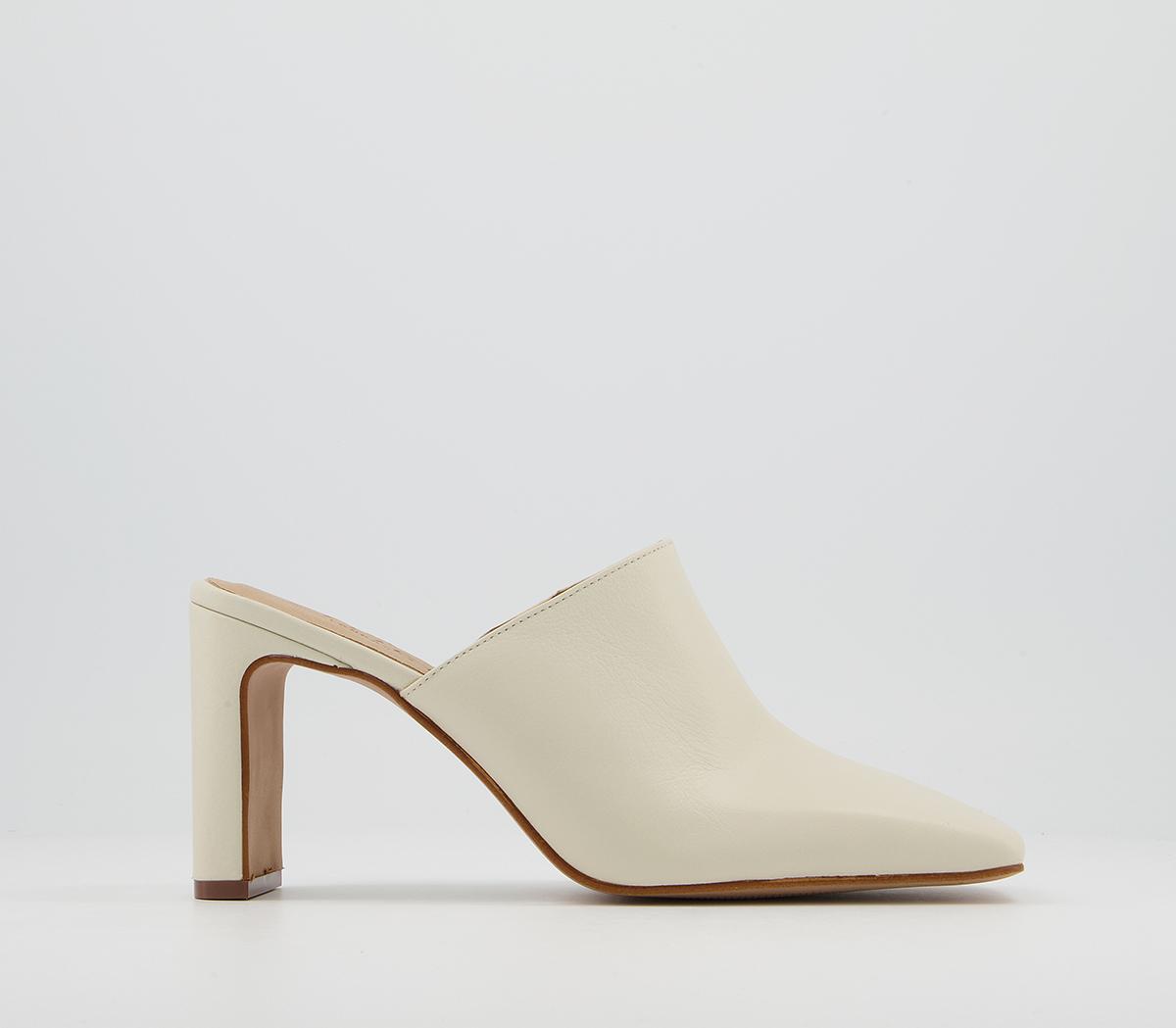 OfficeMail Mule Mid HeelsOff White Leather
