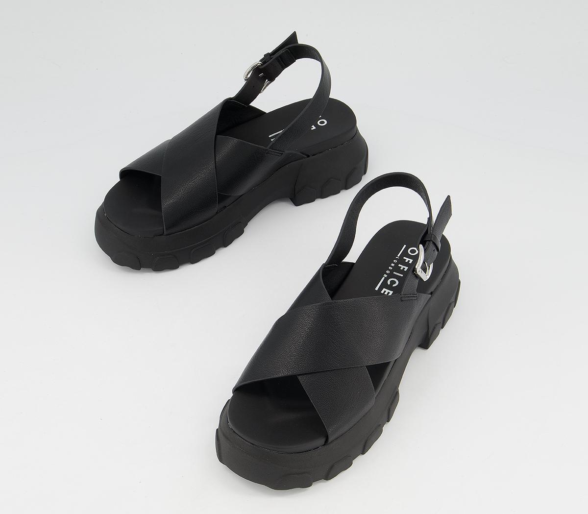 OFFICE Sweet Pea Sporty Cross Strap Sandals Black Women’s Sandals