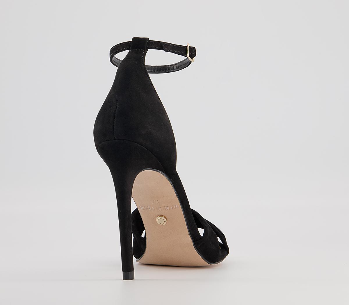 OFFICE Hacker Twist Vamp Stiletto Heeled Sandals OFFICE Hacker Twist Vamp Stiletto Heeled Sandals Black Nubuck