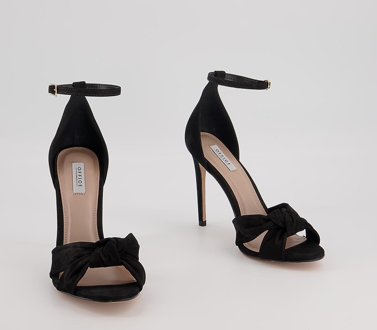 OFFICE Hacker Twist Vamp Stiletto Heeled Sandals OFFICE Hacker Twist Vamp Stiletto Heeled Sandals Black Nubuck