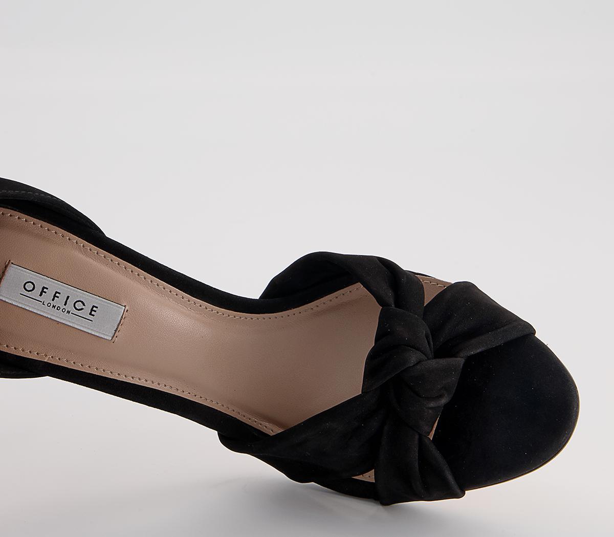 OFFICE Hacker Twist Vamp Stiletto Heeled Sandals OFFICE Hacker Twist Vamp Stiletto Heeled Sandals Black Nubuck