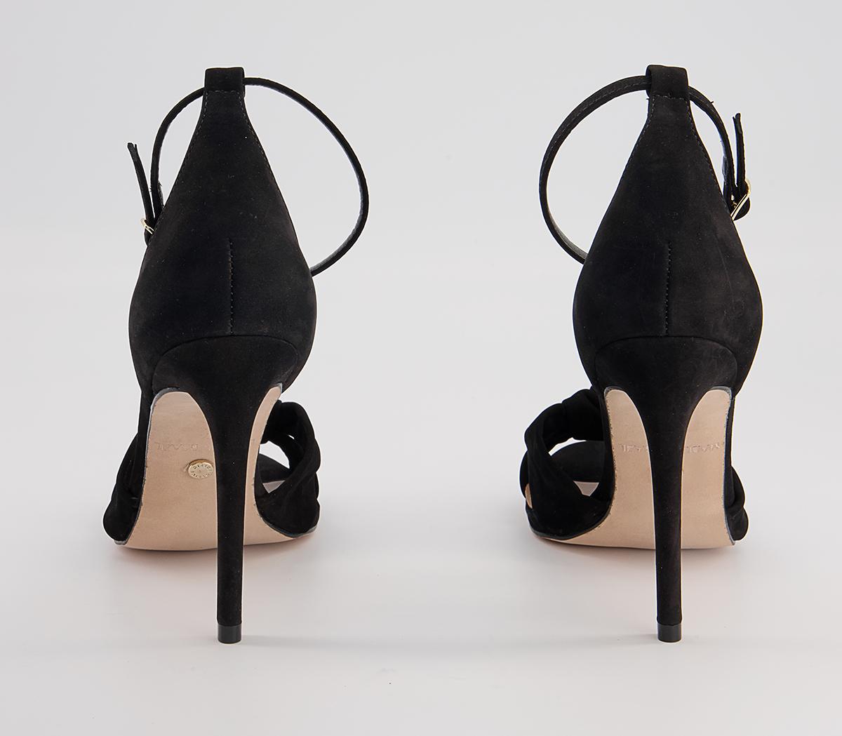 OFFICE Hacker Twist Vamp Stiletto Heeled Sandals OFFICE Hacker Twist Vamp Stiletto Heeled Sandals Black Nubuck