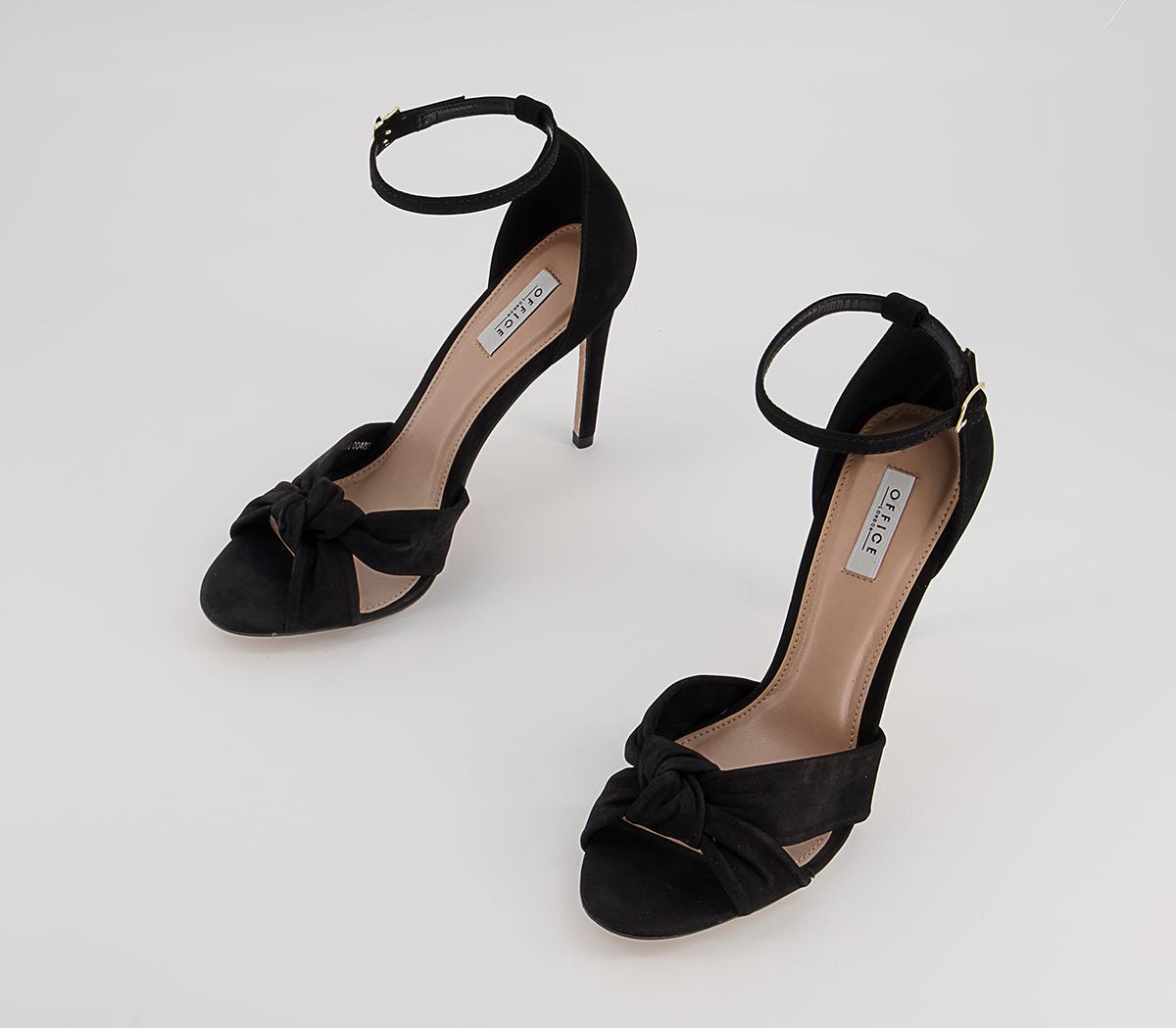 OFFICE Hacker Twist Vamp Stiletto Heeled Sandals OFFICE Hacker Twist Vamp Stiletto Heeled Sandals Black Nubuck