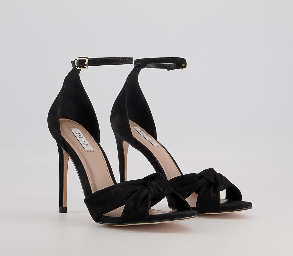 OFFICE Hacker Twist Vamp Stiletto Heeled Sandals OFFICE Hacker Twist Vamp Stiletto Heeled Sandals Black Nubuck