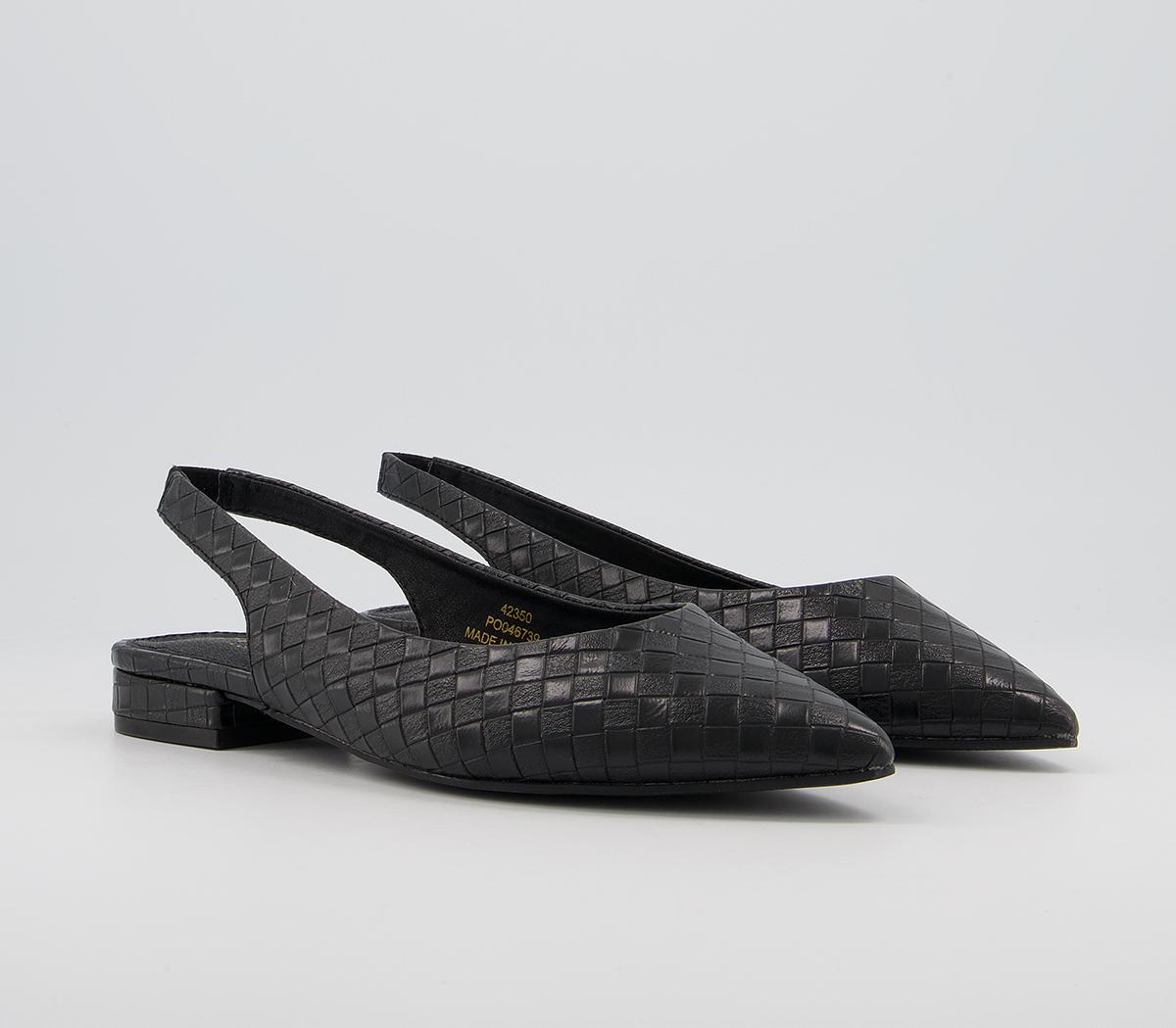 Office Fairyland Slingback Pointed Flats Office Fairyland Slingback Pointed Flats Black Weave