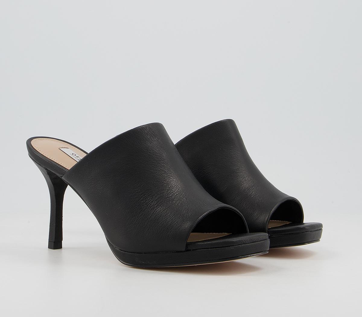 OFFICE Habitat Platform Mule Sandals Black Leather - High Heels