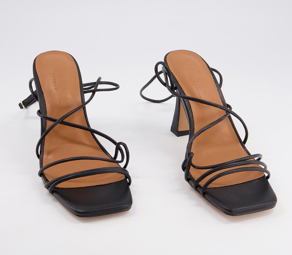 OFFICE Medea Strappy Stiletto Heeled Sandals Black - Mid Heels