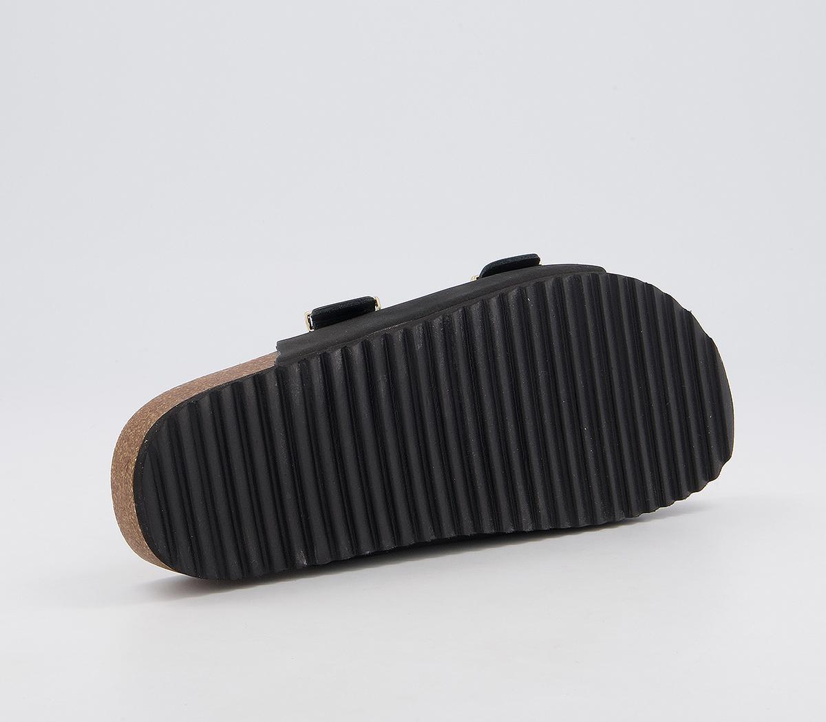 Office Salzburg Double Buckle Footbed Flat Sandals Office Salzburg Double Buckle Footbed Flat Sandals Black Nubuck