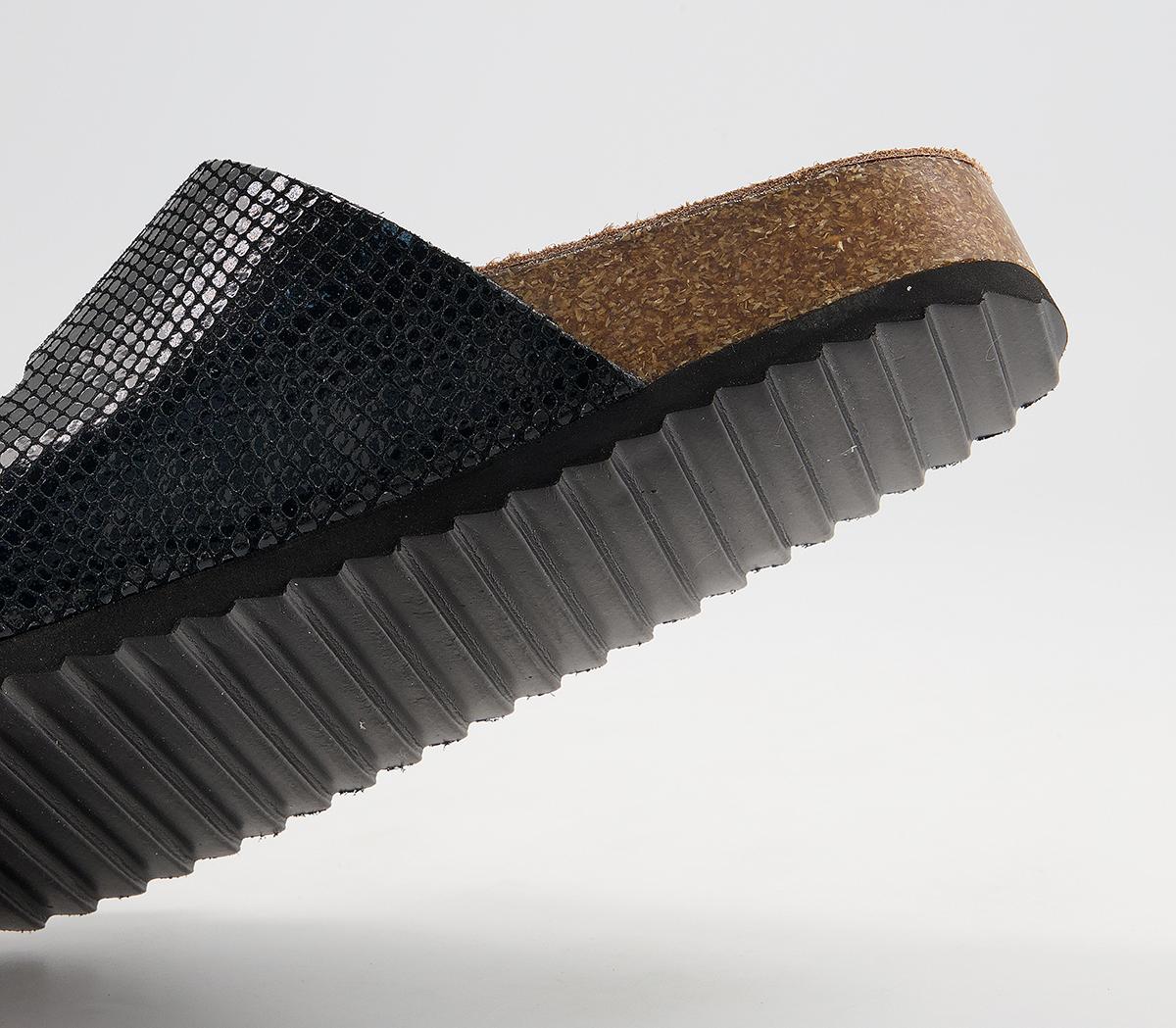 Office Salzburg Double Buckle Footbed Sandals Office Salzburg Double Buckle Footbed Sandals Black Snake Leather