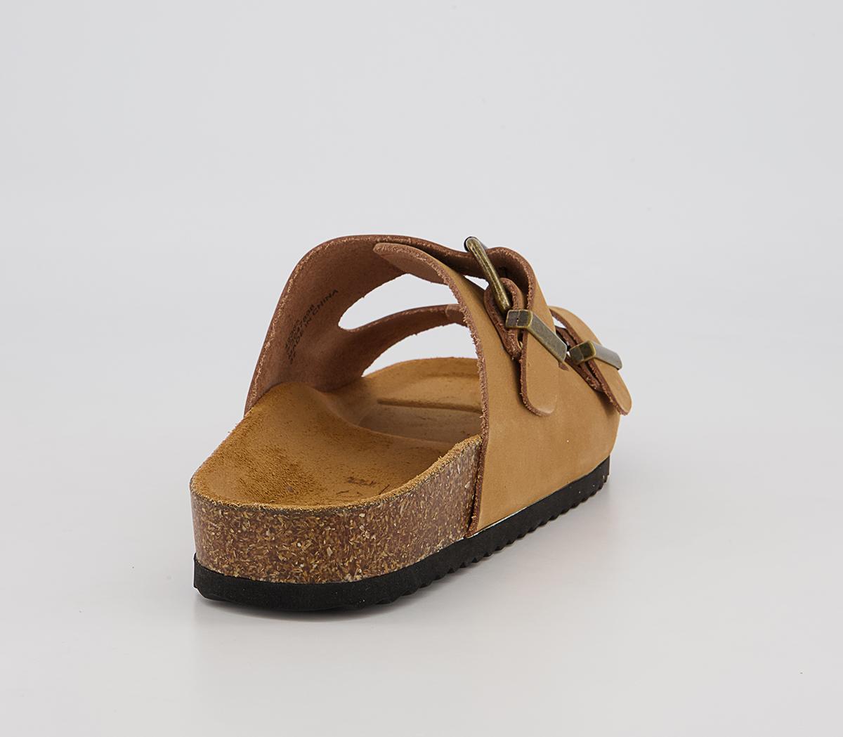 Office Salzburg Double Buckle Footbed Flat Sandals Office Salzburg Double Buckle Footbed Flat Sandals Tan Nubuck