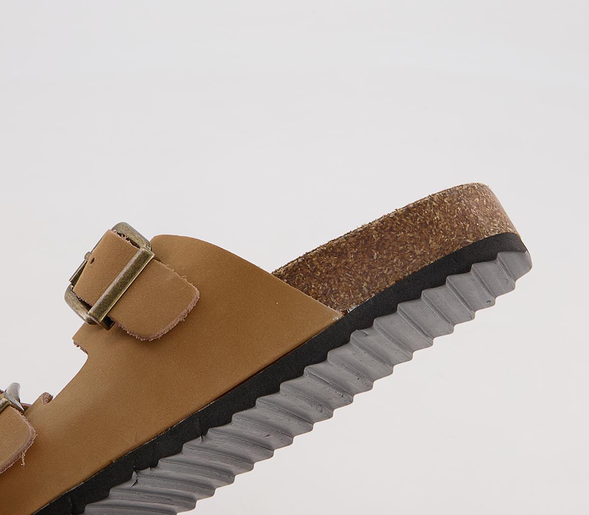 Office Salzburg Double Buckle Footbed Flat Sandals Office Salzburg Double Buckle Footbed Flat Sandals Tan Nubuck