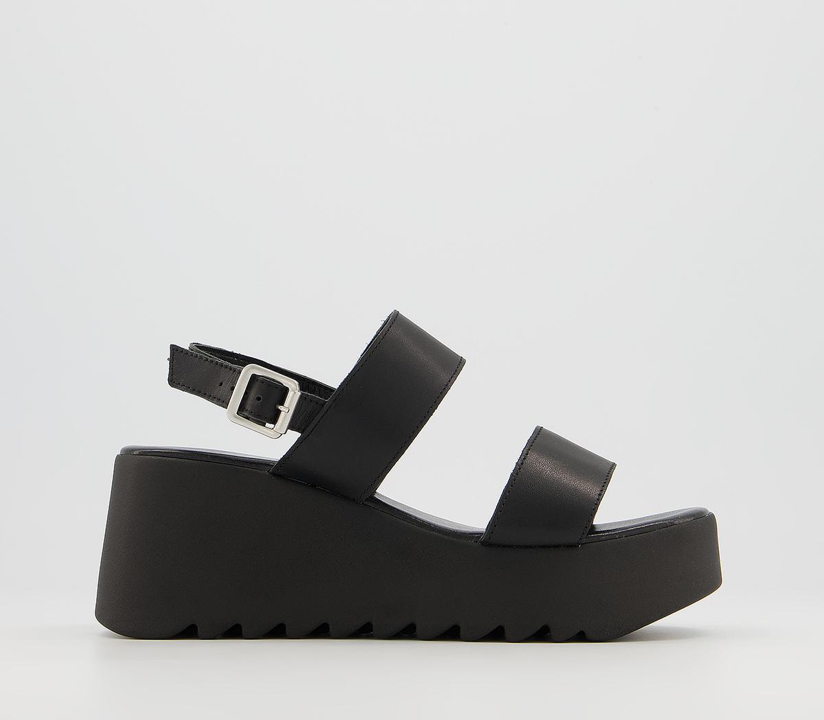 OfficeMali Two Part Wedge SandalsBlack Leather