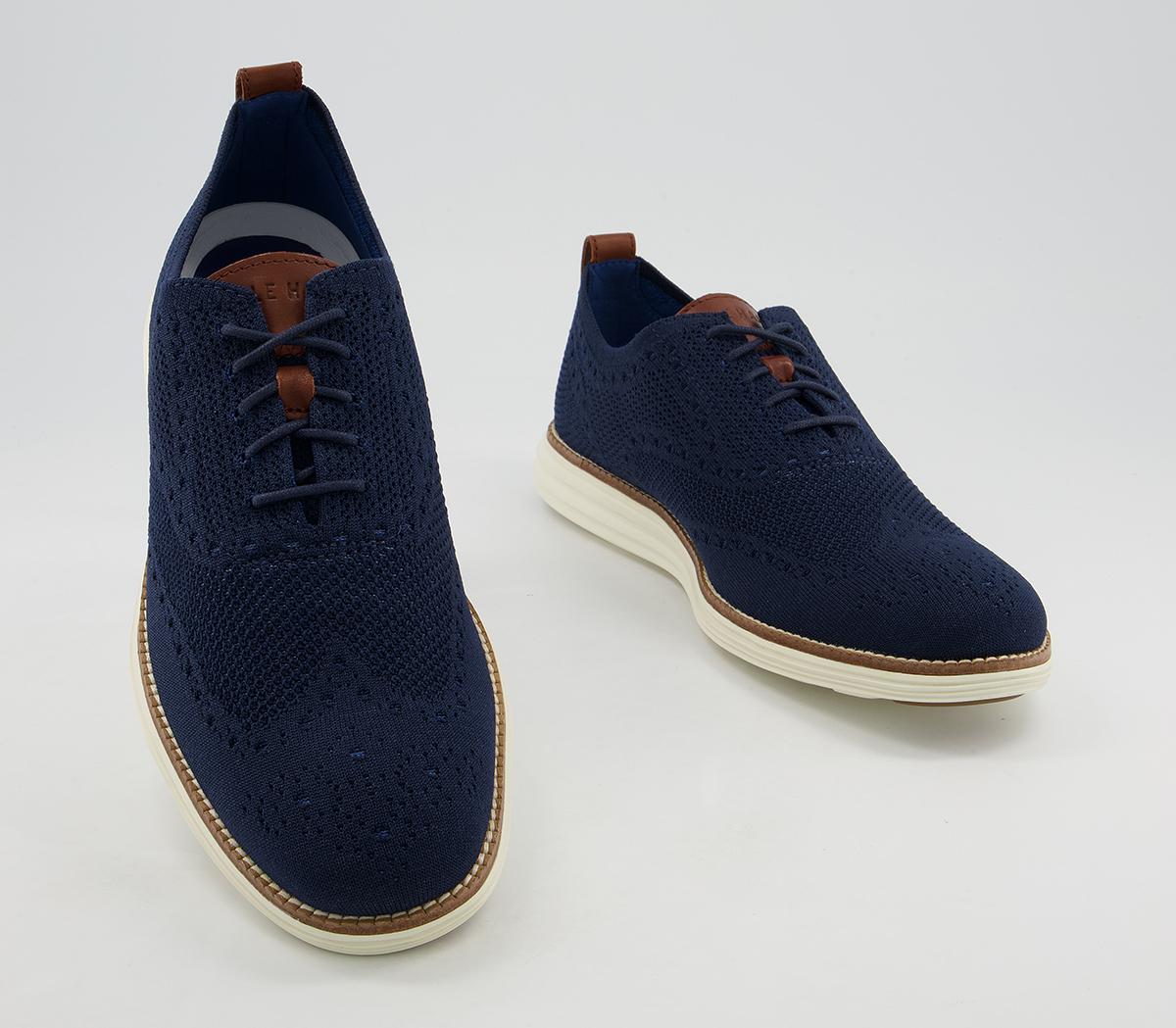 Cole Haan Original Grand Stitchlite Oxford Shoes Marine Blue Ivory ...