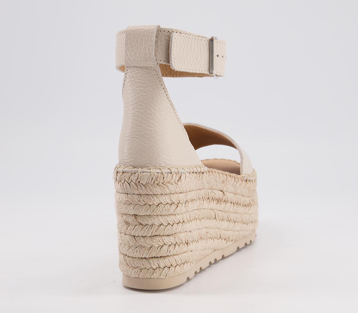 OFFICE Hare Two Part Espadrille Flatforms Cream Leather - High Heels