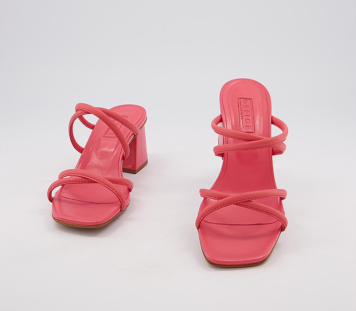 OFFICEMerrybell Strappy Block MulesCoral Leather