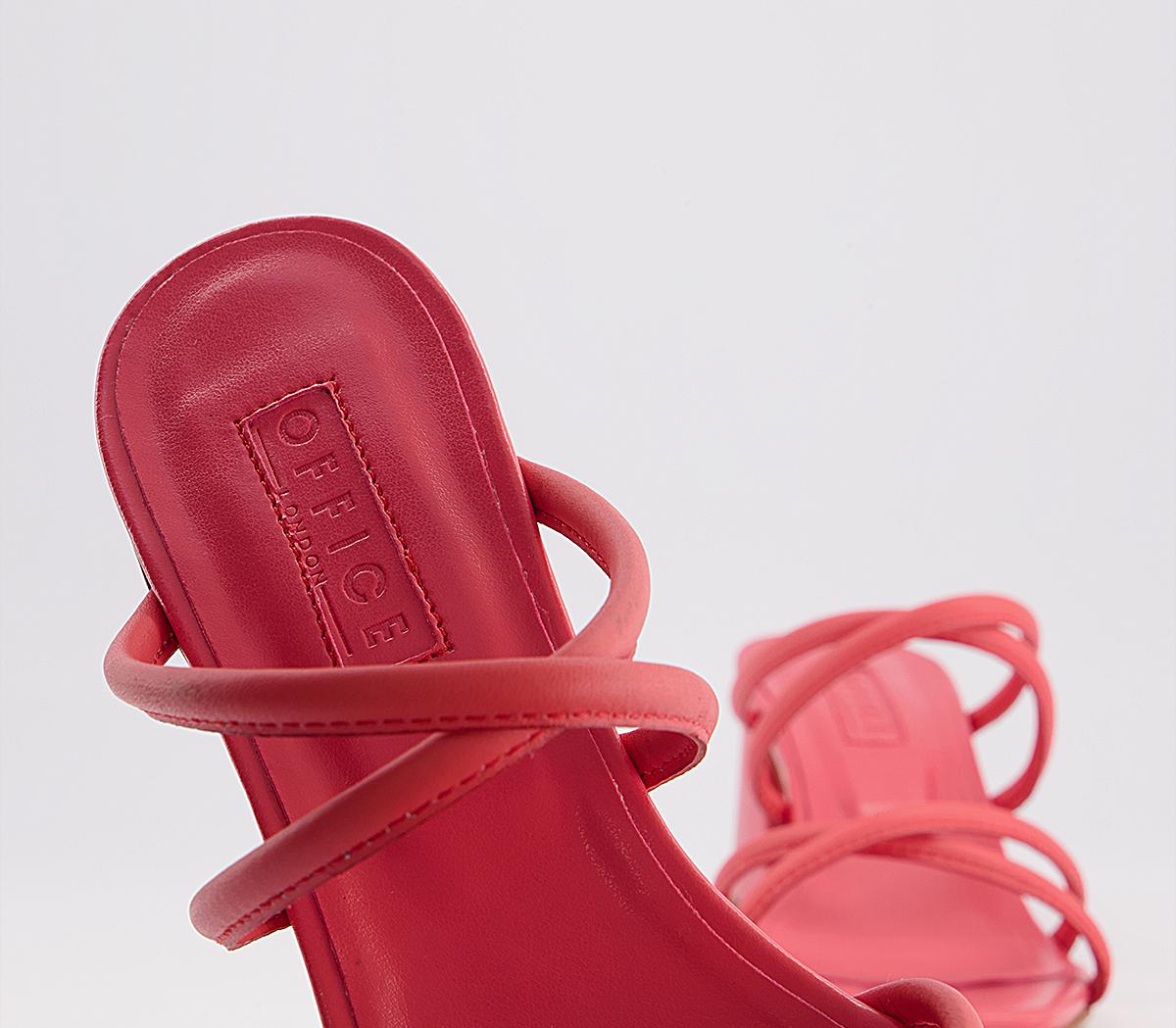 OFFICEMerrybell Strappy Block MulesCoral Leather