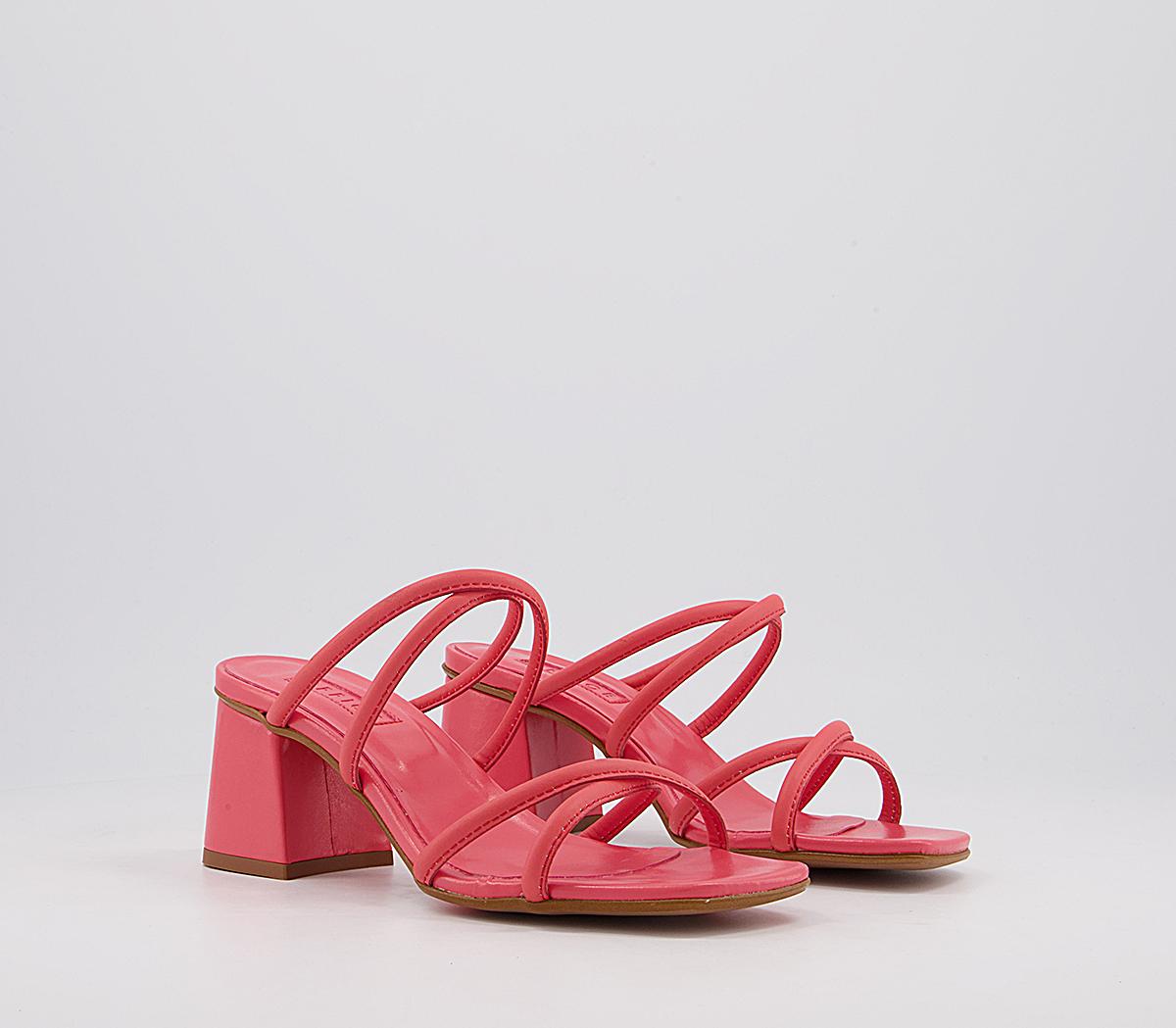 OFFICEMerrybell Strappy Block MulesCoral Leather