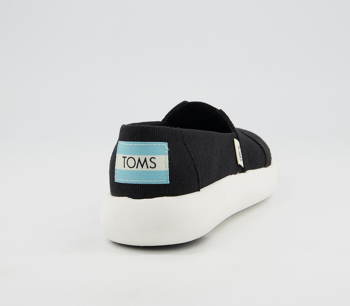 TOMS Alpargata Mallow Slip Ons Black - Flat Shoes for Women