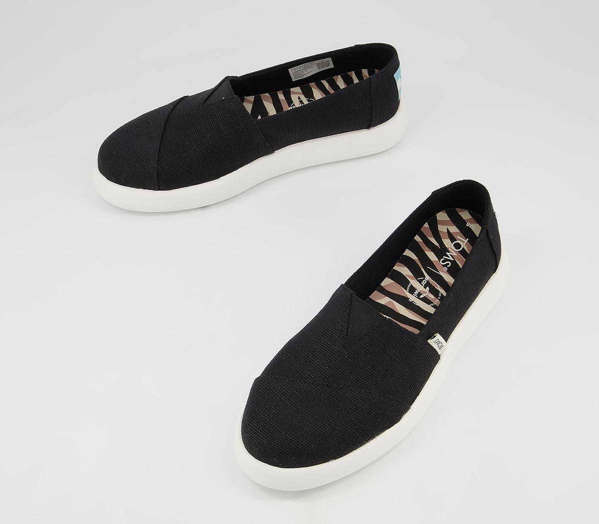 TOMS Alpargata Mallow Slip Ons Black - Flat Shoes for Women