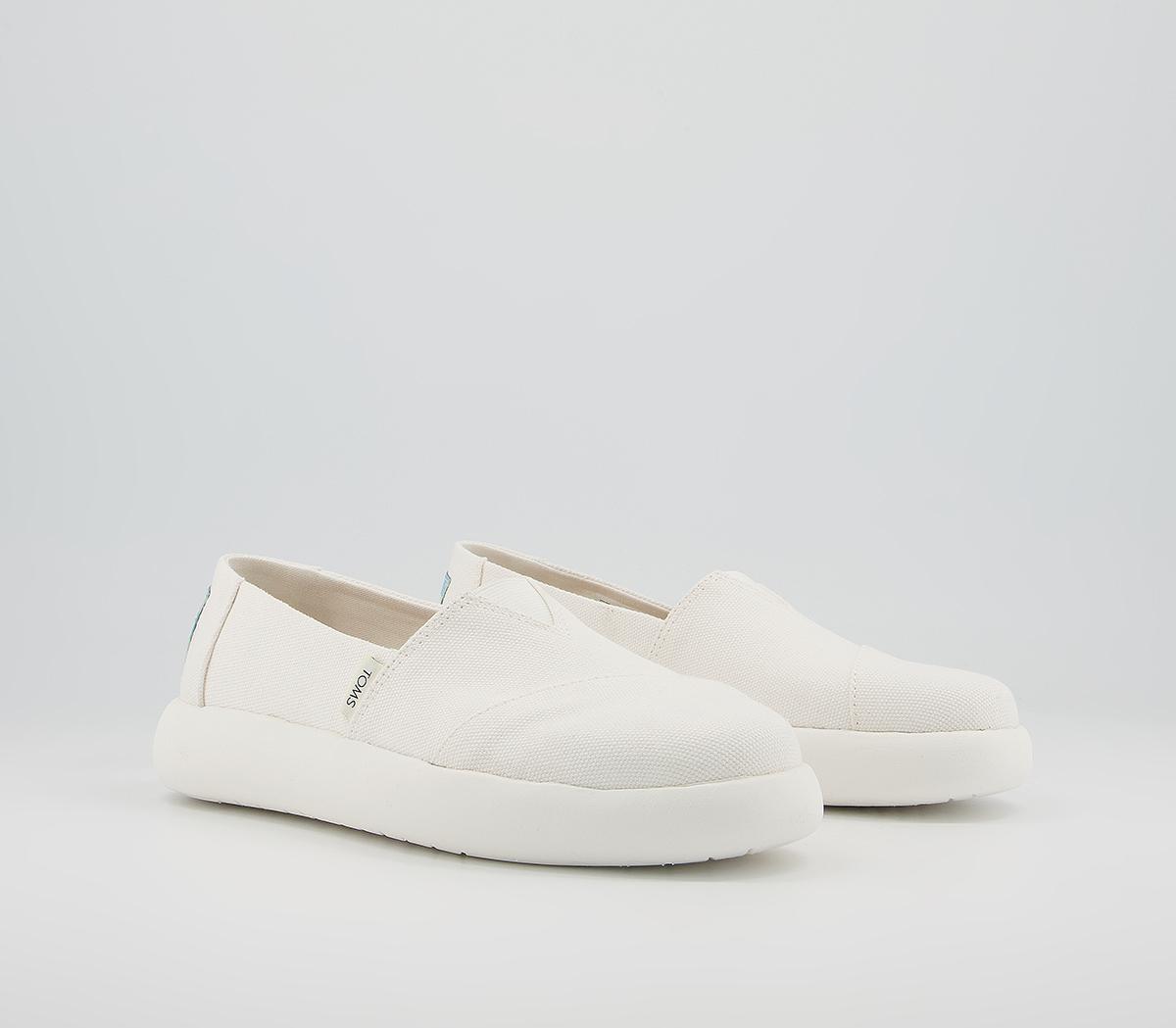 TOMS Alpargata Mallow Slip Ons White - Flat Shoes for Women