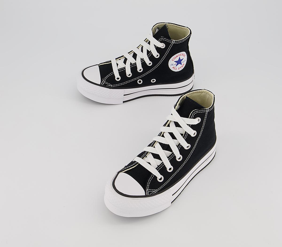 Converse All Star Eva Lift Hi Youth Platform Trainers Black White - Unisex