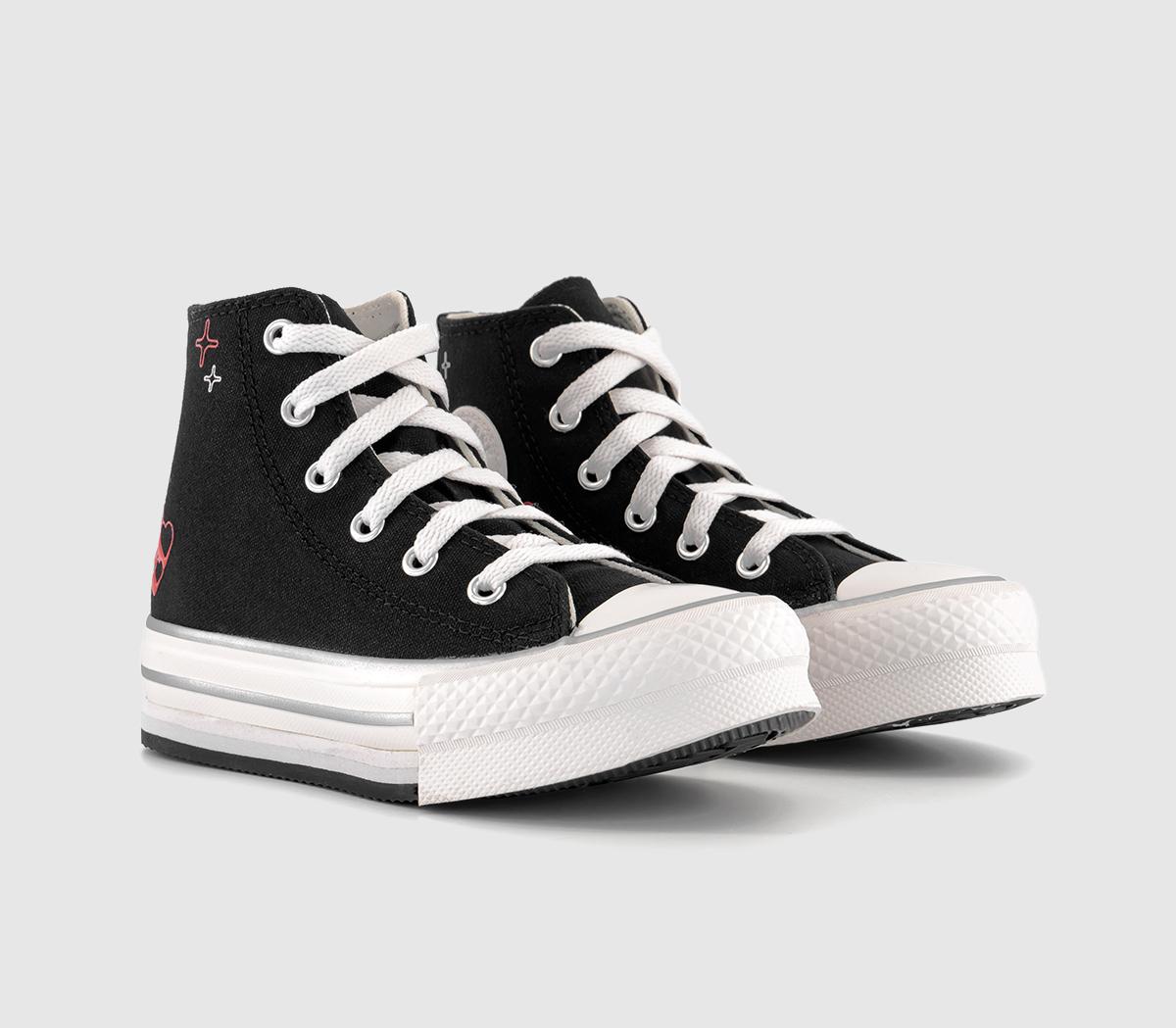 ConverseAll Star Eva Lift Hi Youth TrainersBlack Vinvage White Heart