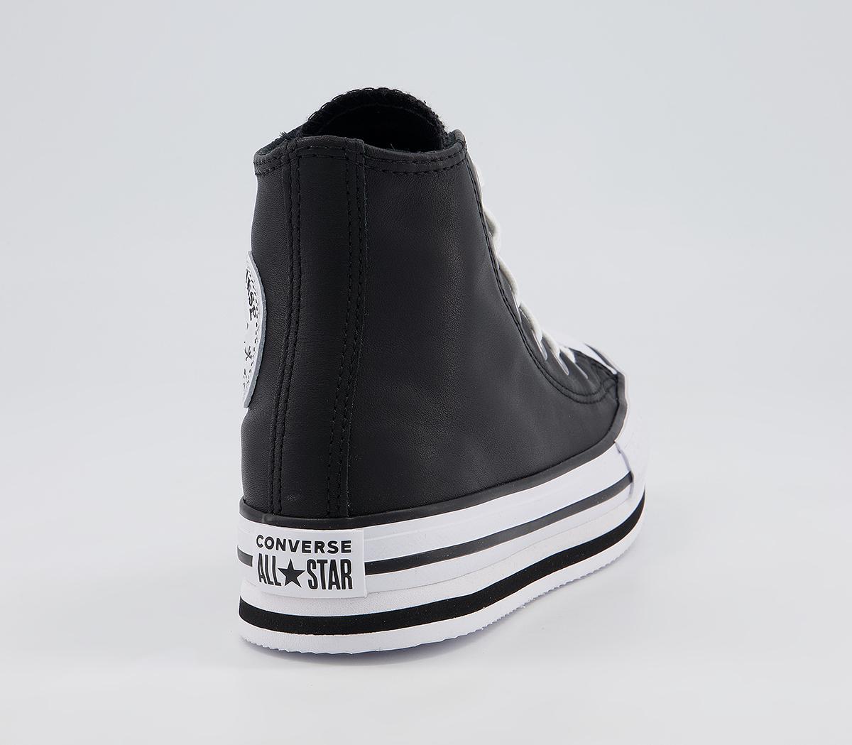 Converse All Star Eva Lift Hi Platform Youth Trainers Converse All Star Eva Lift Hi Platform Youth Trainers Black White Black Leather