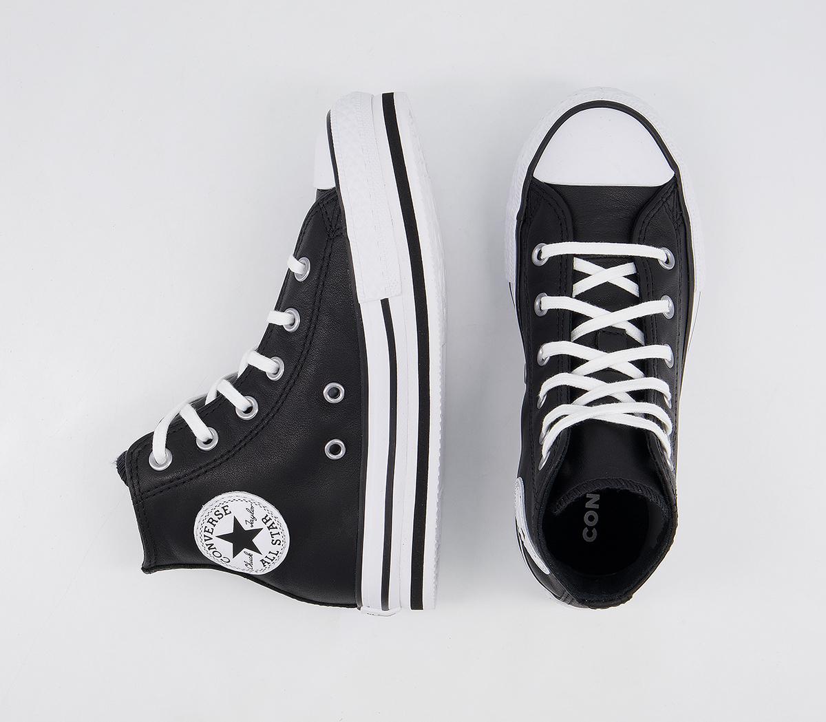 Converse All Star Eva Lift Hi Platform Youth Trainers Converse All Star Eva Lift Hi Platform Youth Trainers Black White Black Leather