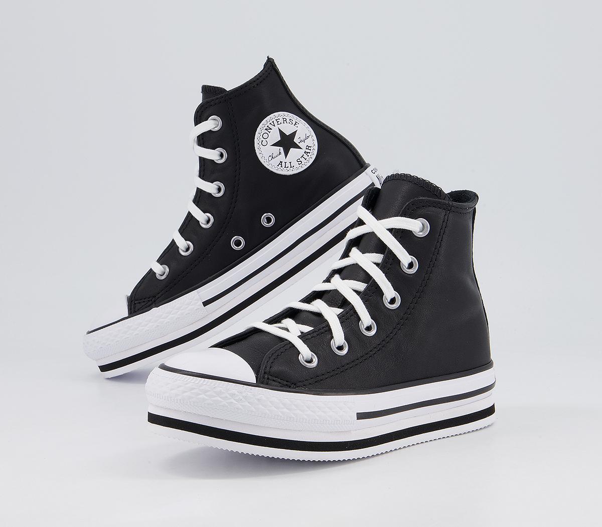 Converse All Star Eva Lift Hi Platform Youth Trainers Converse All Star Eva Lift Hi Platform Youth Trainers Black White Black Leather