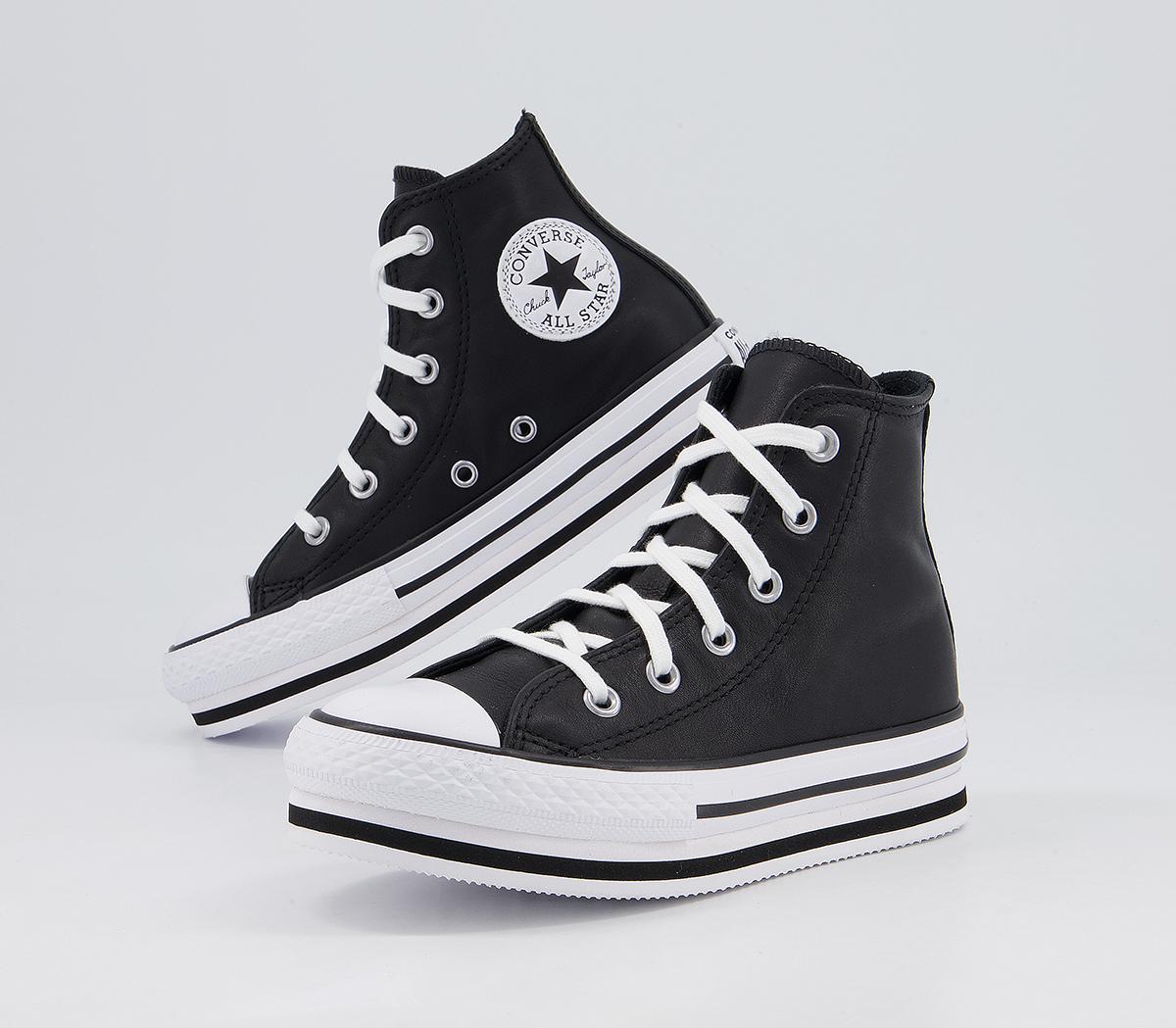 Converse All Star Eva Lift Hi Platform Youth Trainers Black White Black ...