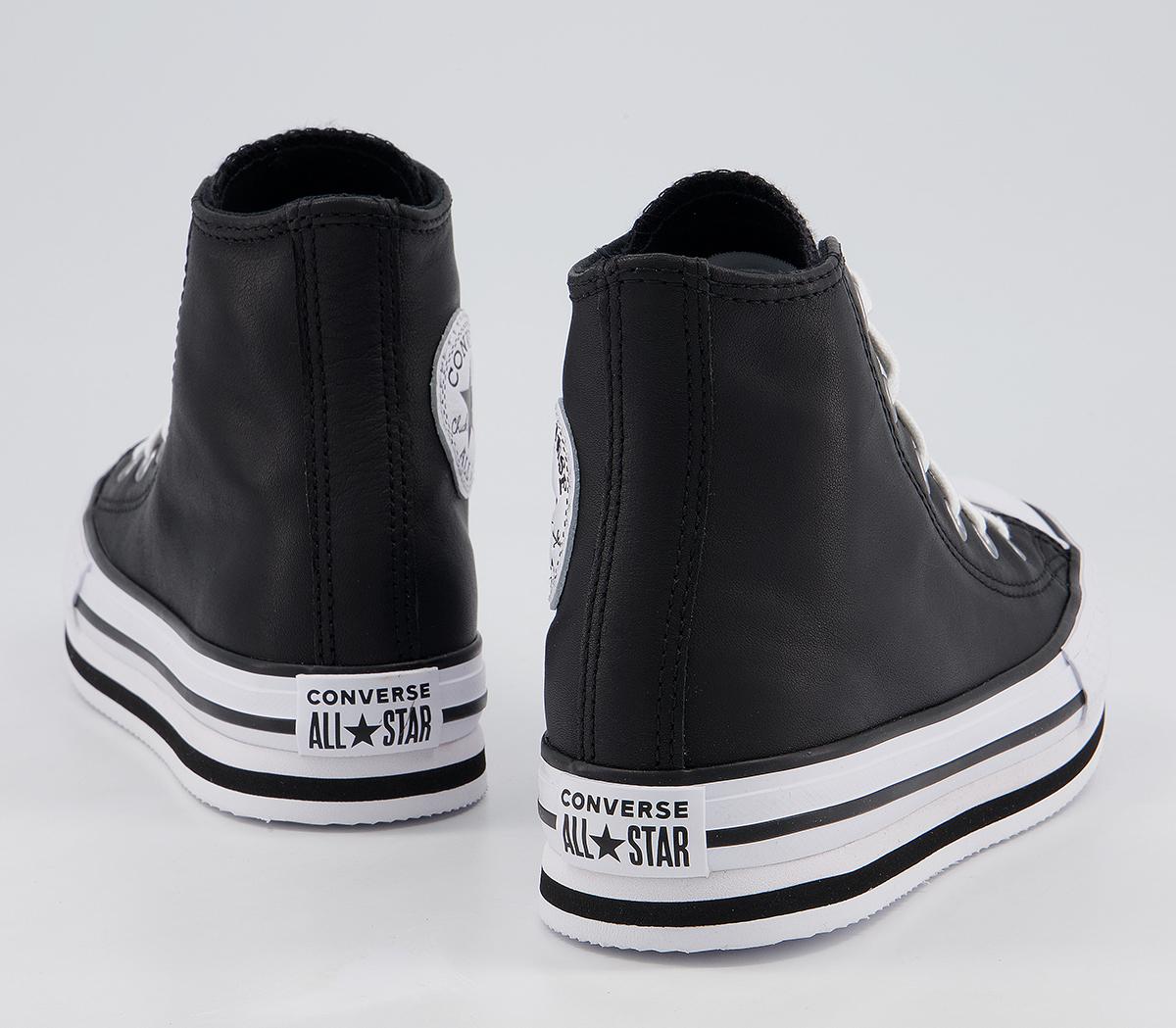 Converse All Star Eva Lift Hi Platform Youth Trainers Converse All Star Eva Lift Hi Platform Youth Trainers Black White Black Leather