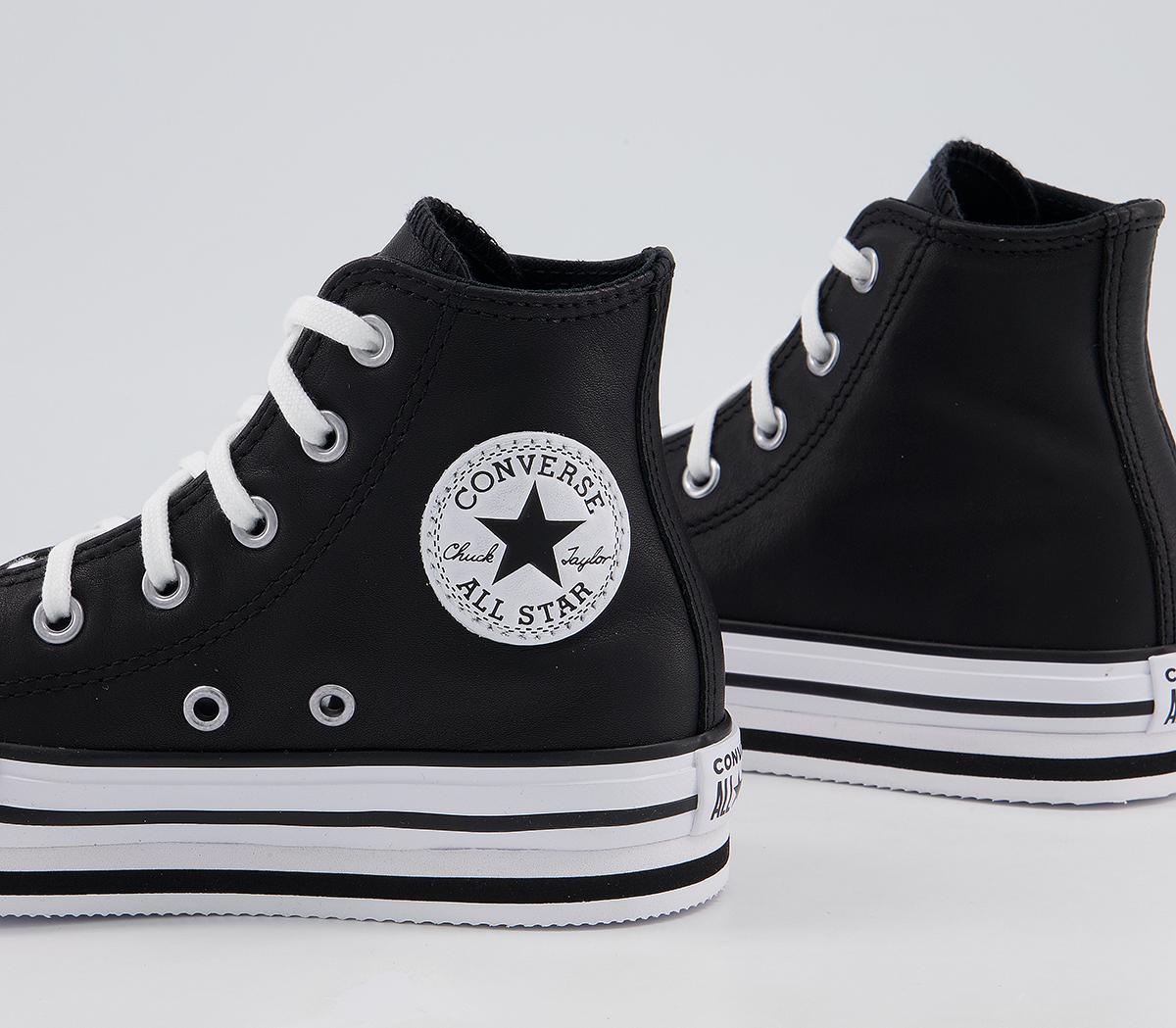 Converse All Star Eva Lift Hi Platform Youth Trainers Converse All Star Eva Lift Hi Platform Youth Trainers Black White Black Leather