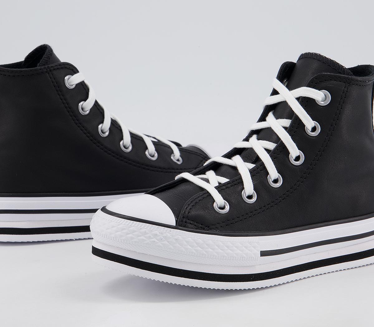 Converse All Star Eva Lift Hi Platform Youth Trainers Converse All Star Eva Lift Hi Platform Youth Trainers Black White Black Leather