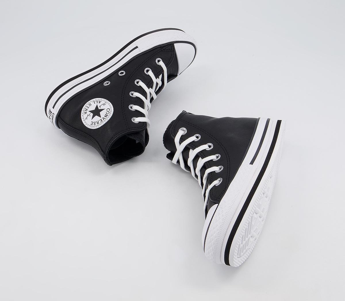 Converse All Star Eva Lift Hi Platform Youth Trainers Converse All Star Eva Lift Hi Platform Youth Trainers Black White Black Leather