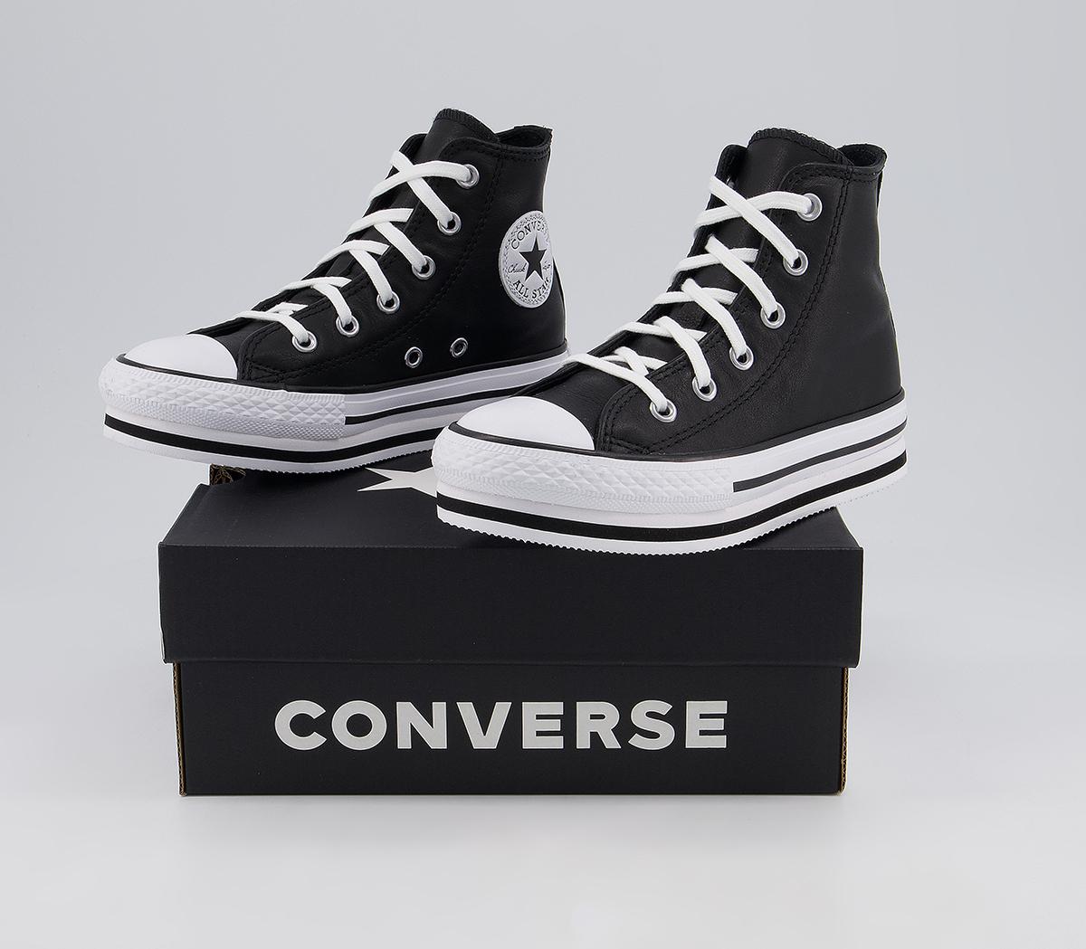 Converse All Star Eva Lift Hi Platform Youth Trainers Converse All Star Eva Lift Hi Platform Youth Trainers Black White Black Leather