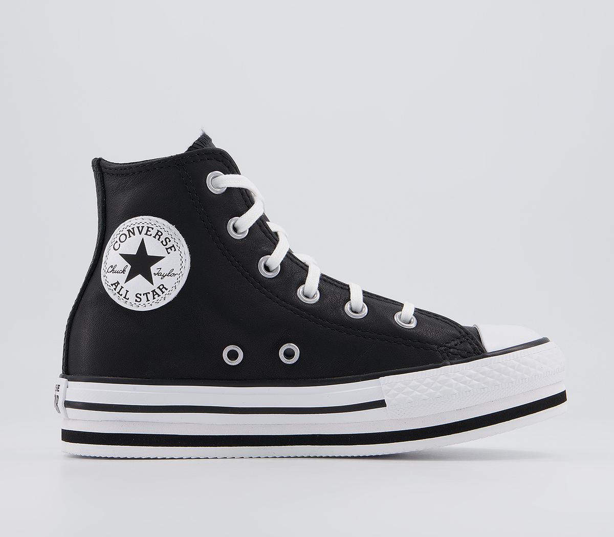 Converse All Star Eva Lift Hi Platform Youth Trainers Converse All Star Eva Lift Hi Platform Youth Trainers Black White Black Leather