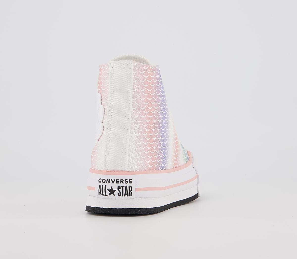 Converse All Star Eva Lift Hi Youth Platform Trainers Converse All Star Eva Lift Hi Youth Platform Trainers White Storm Pink Light Dew Mermaid