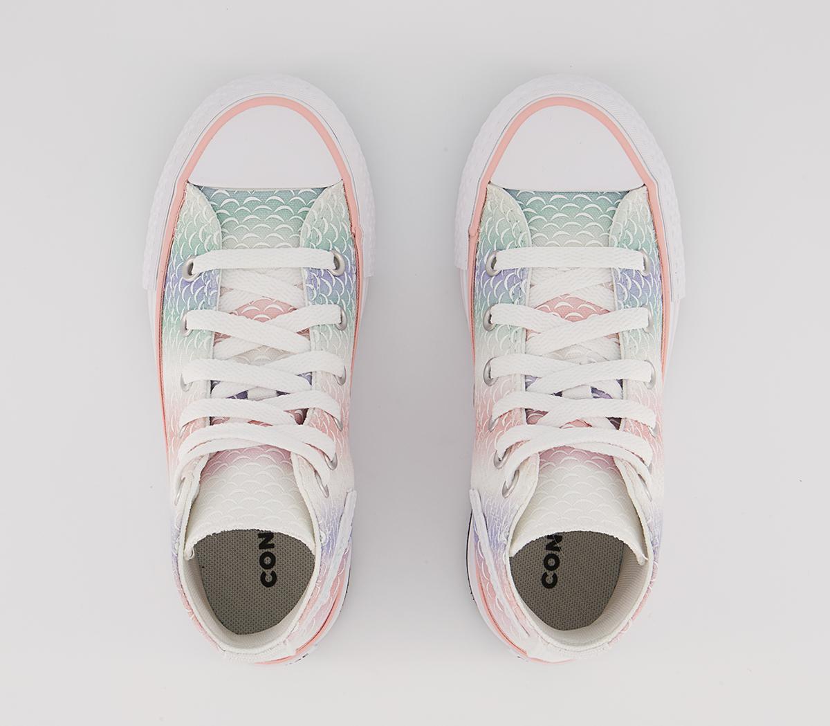 Converse All Star Eva Lift Hi Youth Platform Trainers Converse All Star Eva Lift Hi Youth Platform Trainers White Storm Pink Light Dew Mermaid
