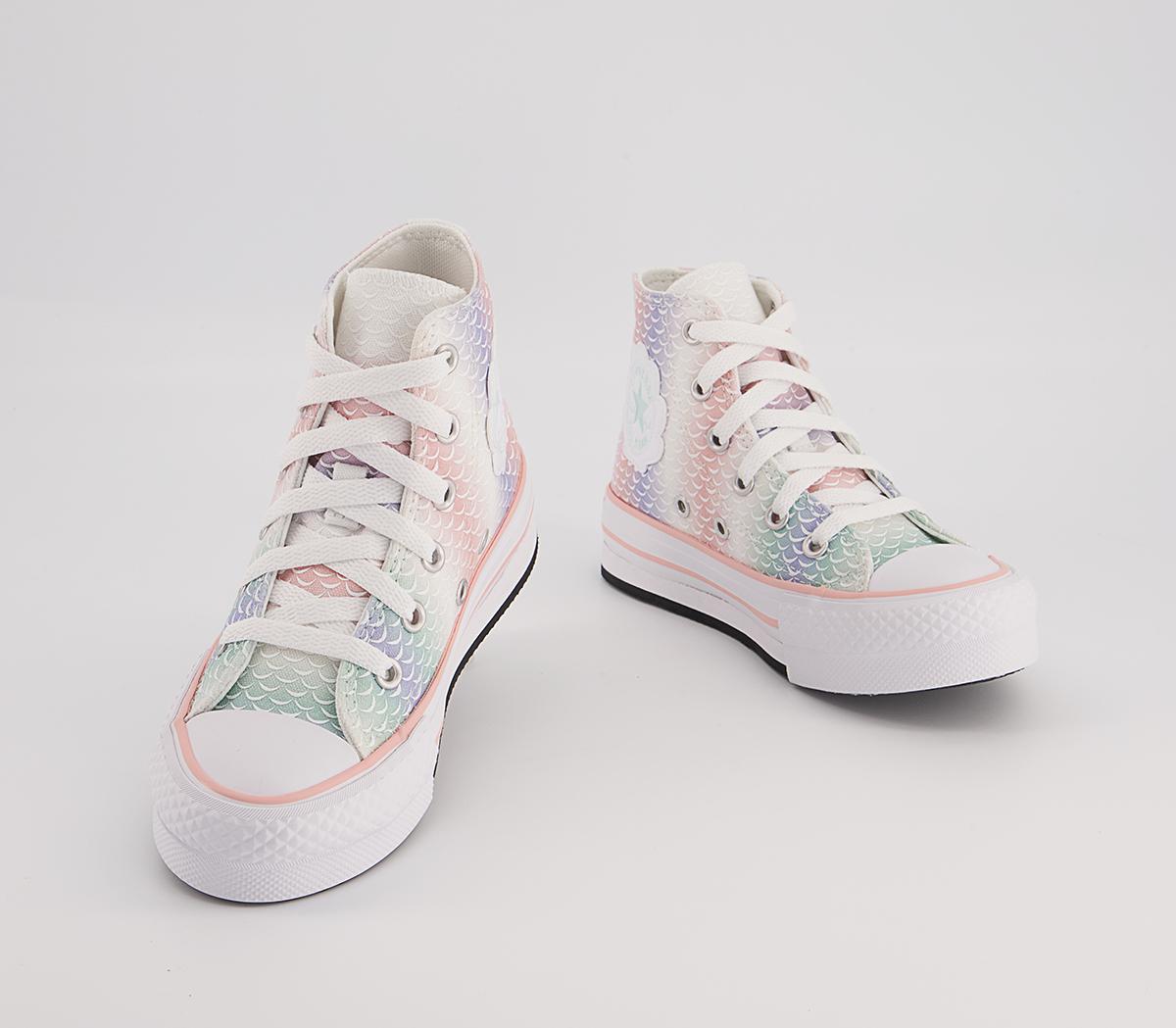 Converse All Star Eva Lift Hi Youth Platform Trainers Converse All Star Eva Lift Hi Youth Platform Trainers White Storm Pink Light Dew Mermaid