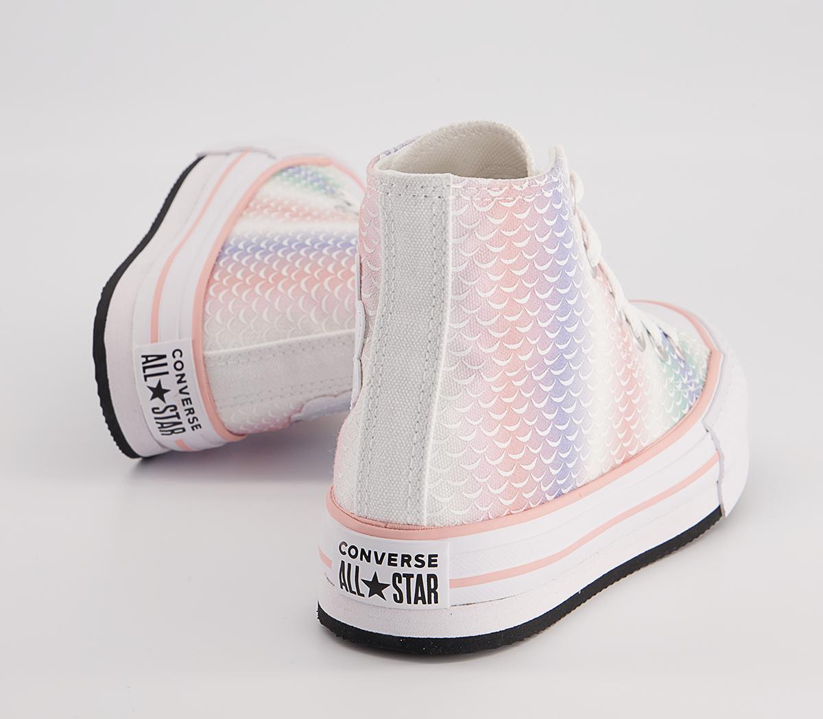 Converse All Star Eva Lift Hi Youth Platform Trainers Converse All Star Eva Lift Hi Youth Platform Trainers White Storm Pink Light Dew Mermaid