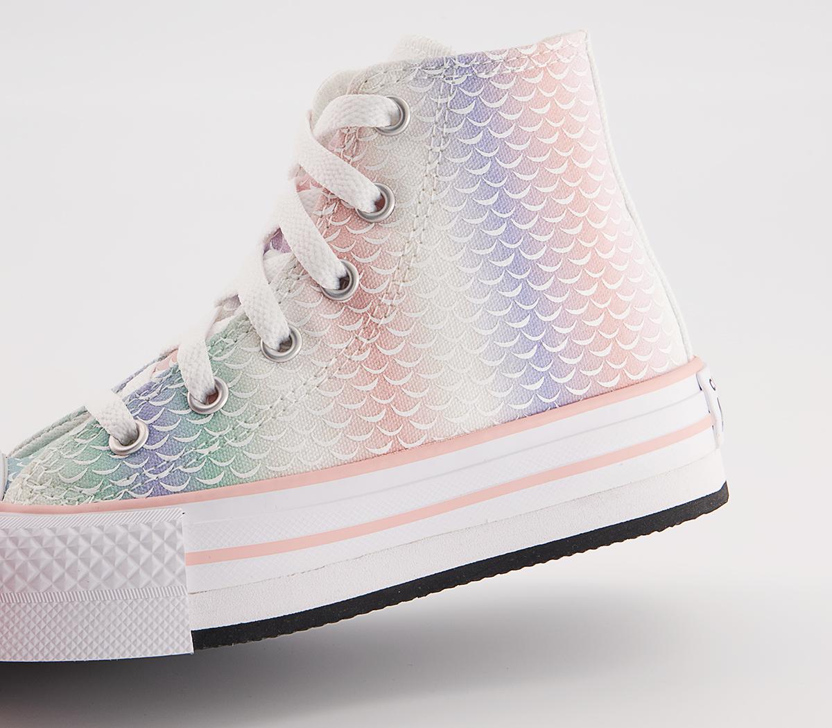 Converse All Star Eva Lift Hi Youth Platform Trainers Converse All Star Eva Lift Hi Youth Platform Trainers White Storm Pink Light Dew Mermaid