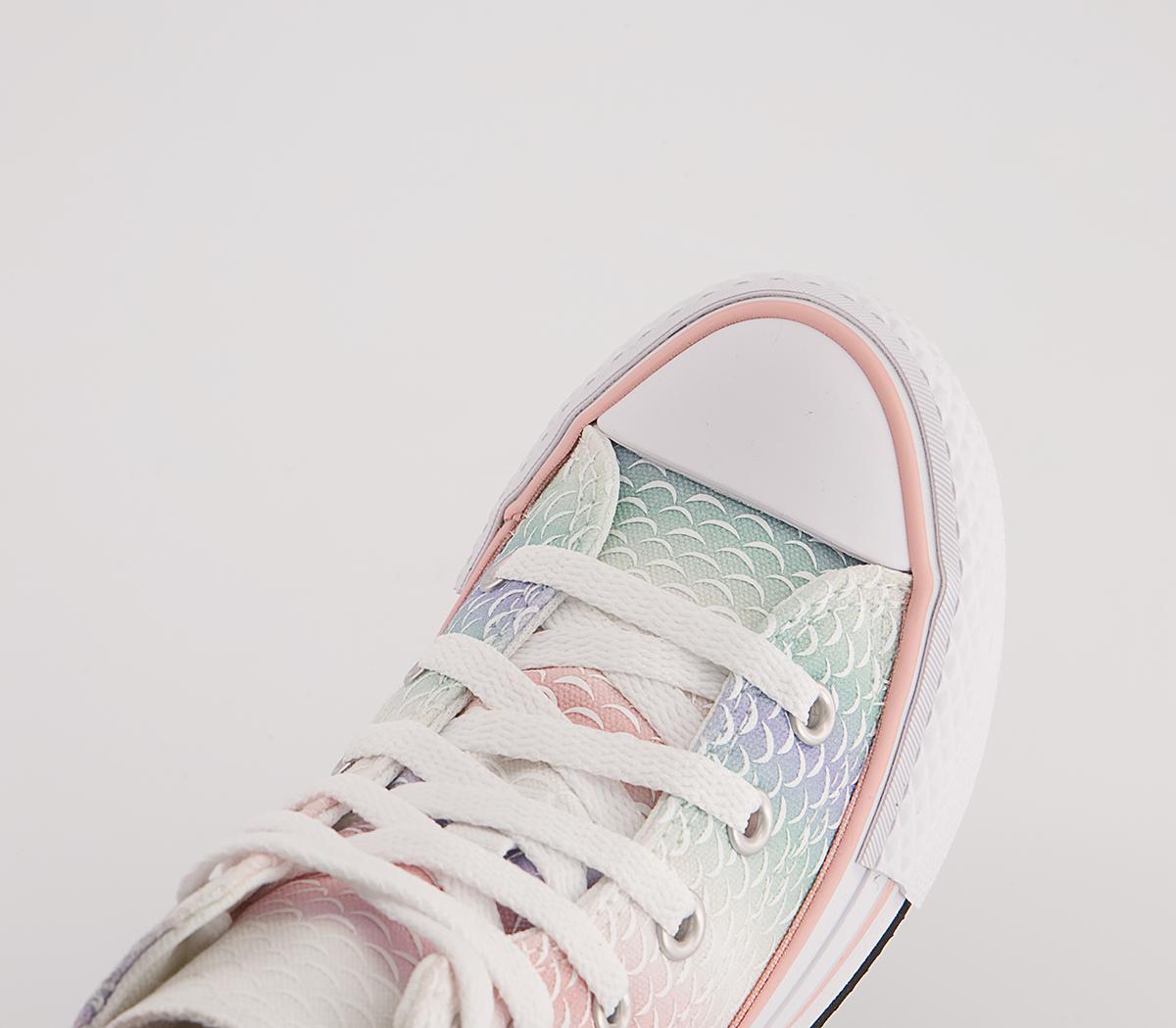 Converse All Star Eva Lift Hi Youth Platform Trainers Converse All Star Eva Lift Hi Youth Platform Trainers White Storm Pink Light Dew Mermaid