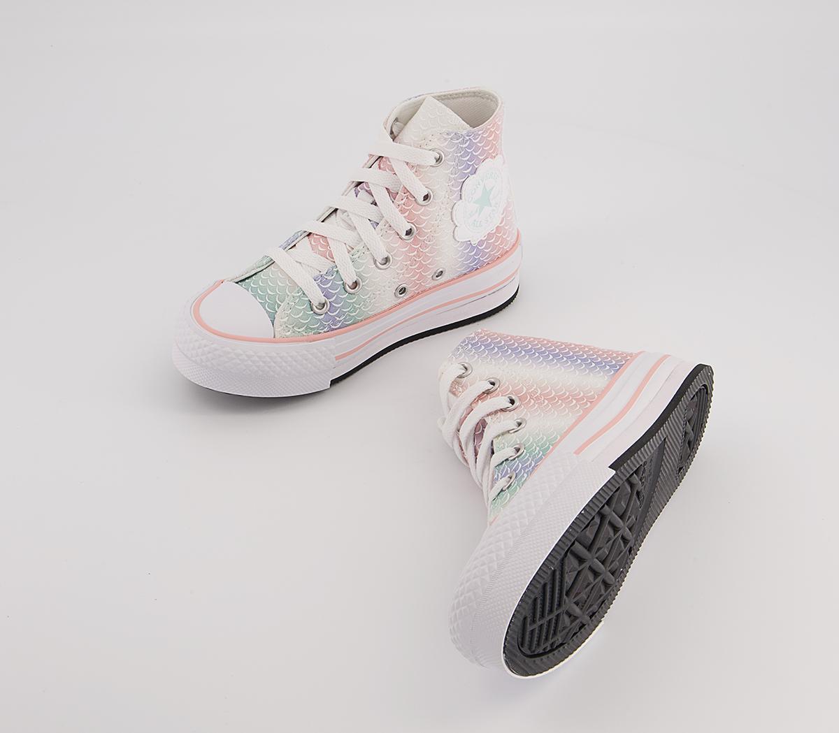 Converse All Star Eva Lift Hi Youth Platform Trainers Converse All Star Eva Lift Hi Youth Platform Trainers White Storm Pink Light Dew Mermaid