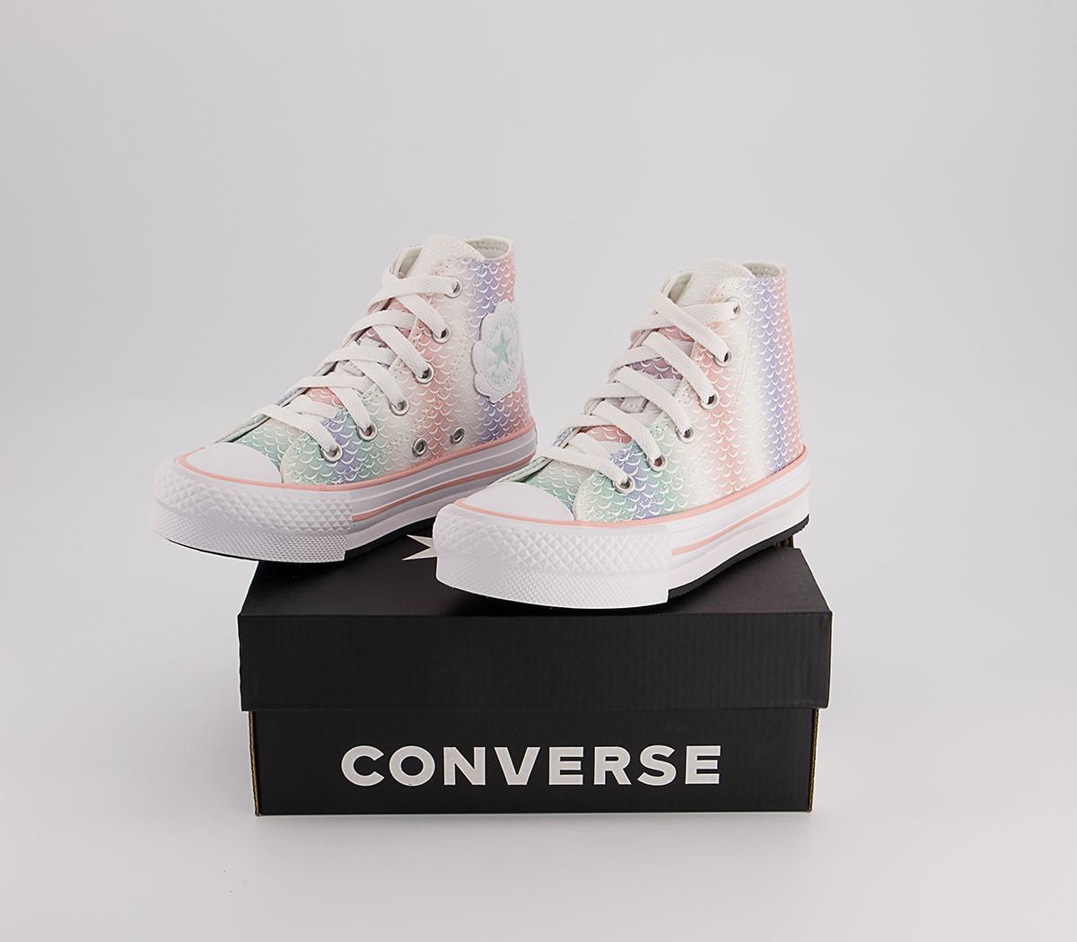 Converse All Star Eva Lift Hi Youth Platform Trainers Converse All Star Eva Lift Hi Youth Platform Trainers White Storm Pink Light Dew Mermaid