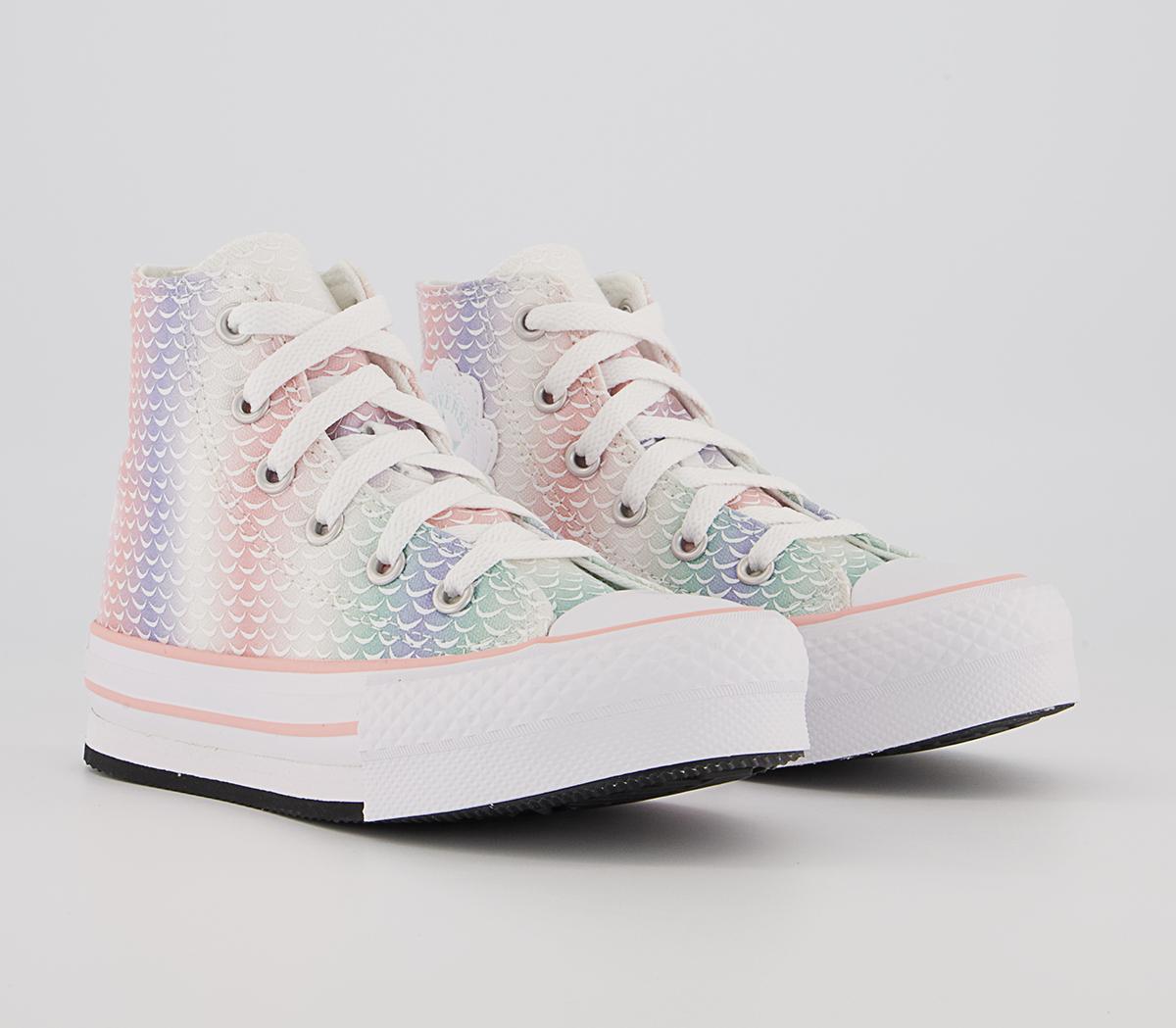 Converse All Star Eva Lift Hi Youth Platform Trainers Converse All Star Eva Lift Hi Youth Platform Trainers White Storm Pink Light Dew Mermaid