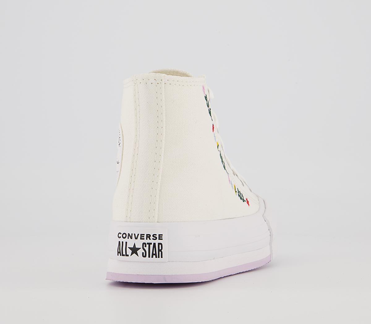 Converse All Star Eva Lift Hi Youth Trainers Converse All Star Eva Lift Hi Youth Trainers Vintage White Floral Festival