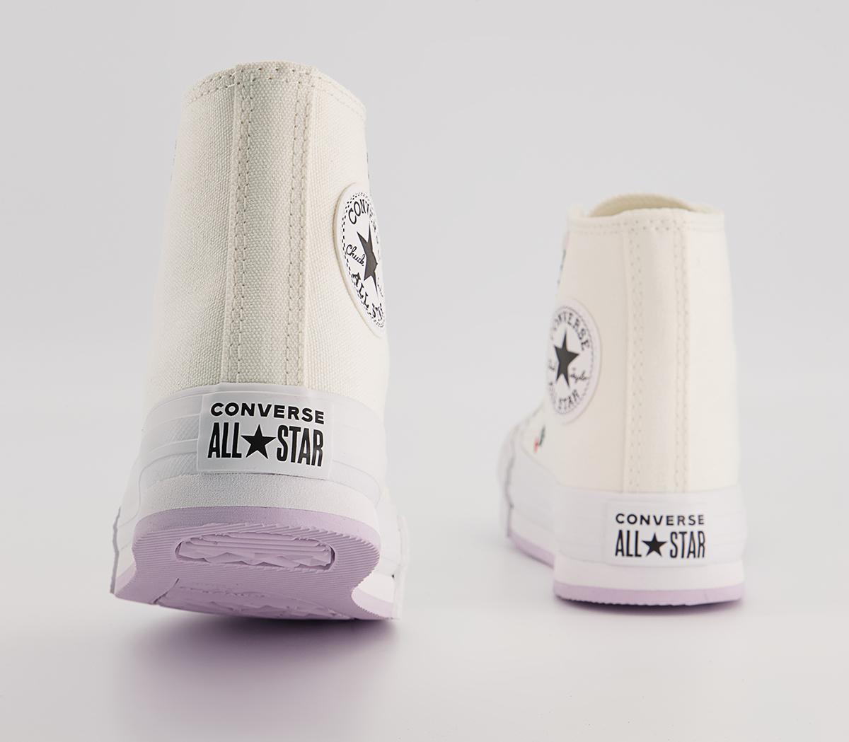 Converse All Star Eva Lift Hi Youth Trainers Converse All Star Eva Lift Hi Youth Trainers Vintage White Floral Festival