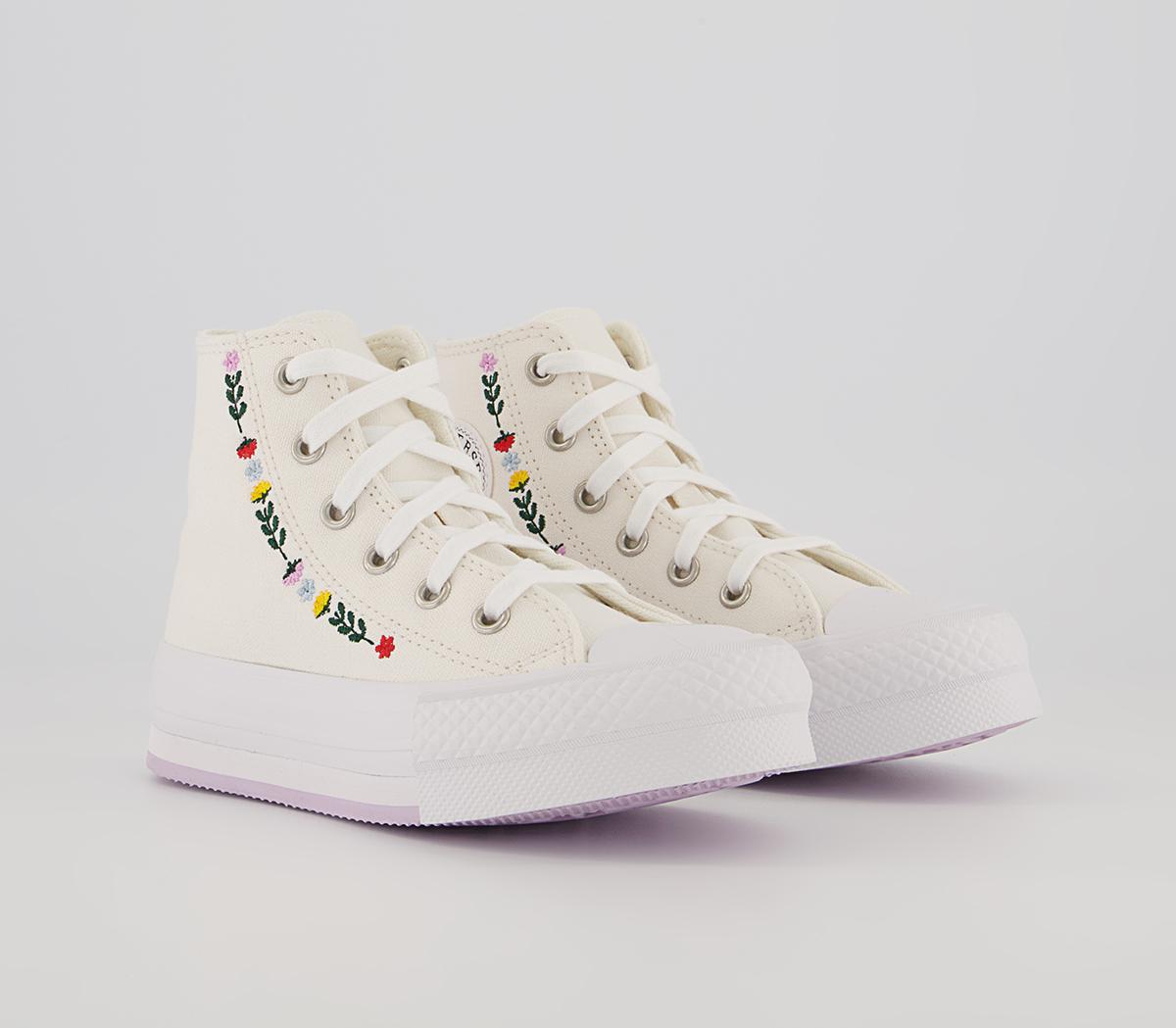 Converse All Star Eva Lift Hi Youth Trainers Converse All Star Eva Lift Hi Youth Trainers Vintage White Floral Festival